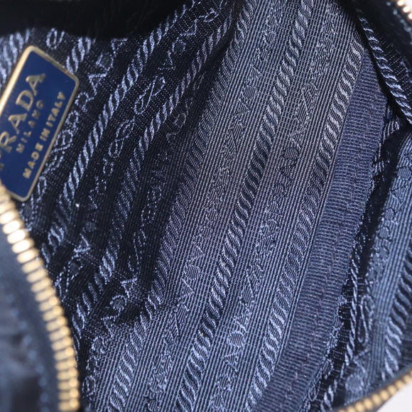 PRADA Waist bag Nylon Navy Gold Auth 205227