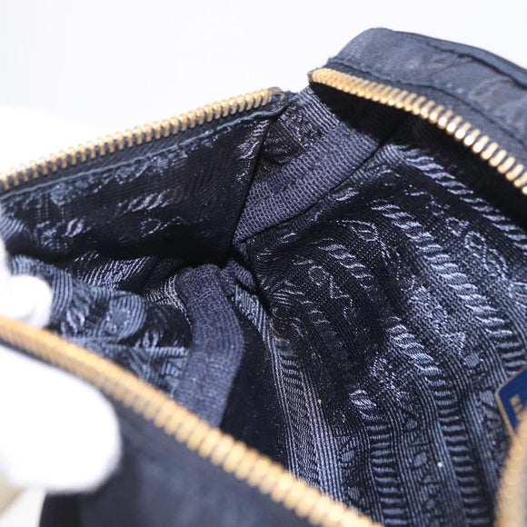 PRADA Waist bag Nylon Navy Gold Auth 205227