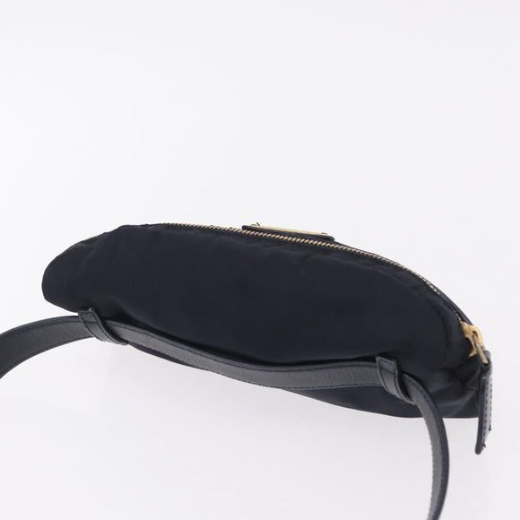 PRADA Waist bag Nylon Navy Gold Auth 205227