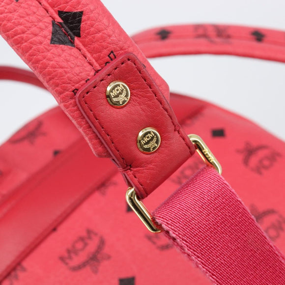 MCM Vicetos Logogram Backpack Leather Pink Gold Auth 205228