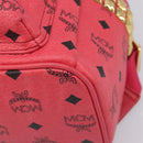 MCM Vicetos Logogram Backpack Leather Pink Gold Auth 205228-14