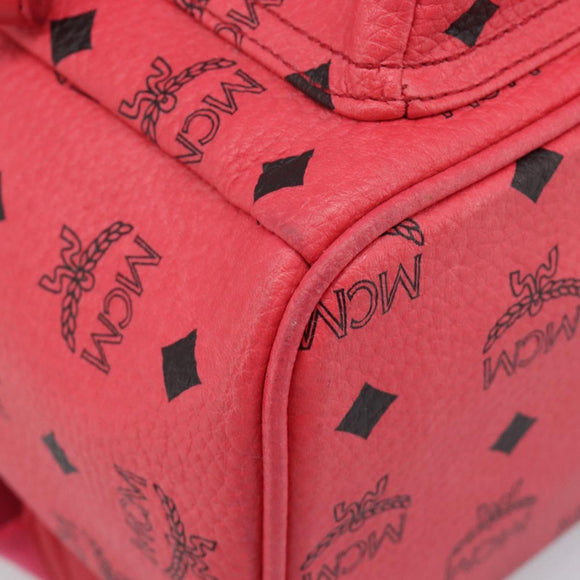 MCM Vicetos Logogram Backpack Leather Pink Gold Auth 205228