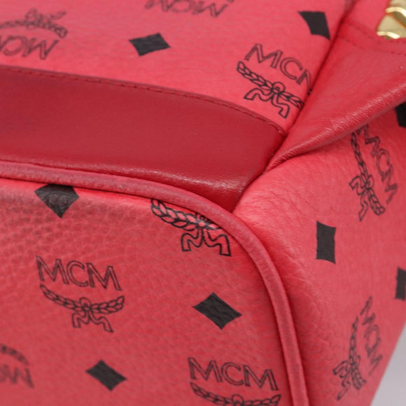 MCM Vicetos Logogram Backpack Leather Pink Gold Auth 205228