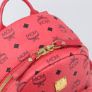 MCM Vicetos Logogram Backpack Leather Pink Gold Auth 205228-18