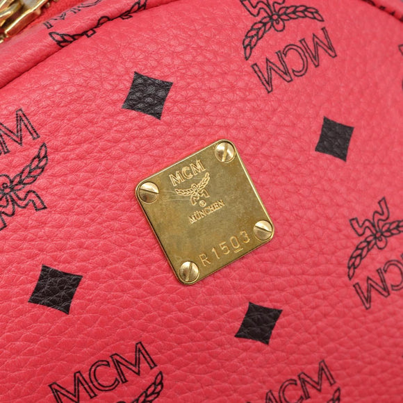 MCM Vicetos Logogram Backpack Leather Pink Gold Auth 205228
