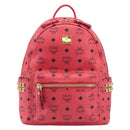 MCM Vicetos Logogram Backpack Leather Pink Gold Auth 205228-2