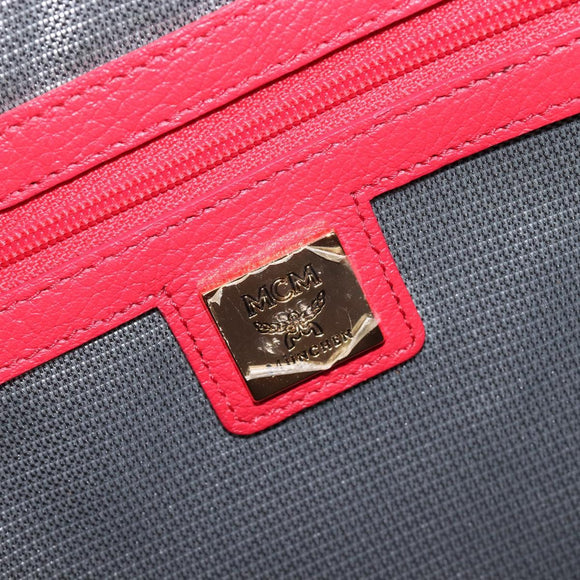 MCM Vicetos Logogram Backpack Leather Pink Gold Auth 205228