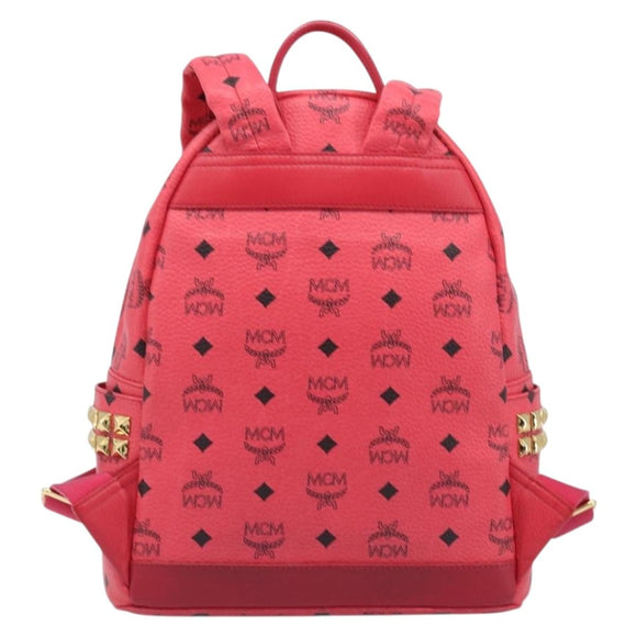 MCM Vicetos Logogram Backpack Leather Pink Gold Auth 205228