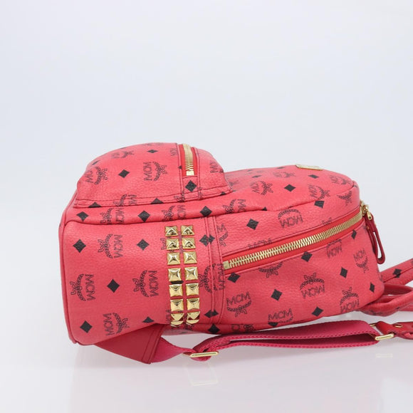 MCM Vicetos Logogram Backpack Leather Pink Gold Auth 205228