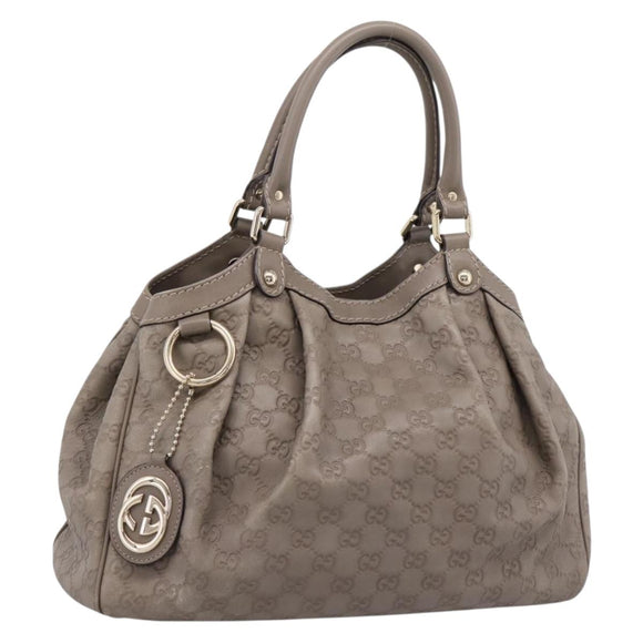 GUCCI GG Canvas Guccissima Tote Bag Leather Gray Gold 211944 Auth 205229V