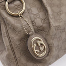 GUCCI GG Canvas Guccissima Tote Bag Leather Gray Gold 211944 Auth 205229V-14