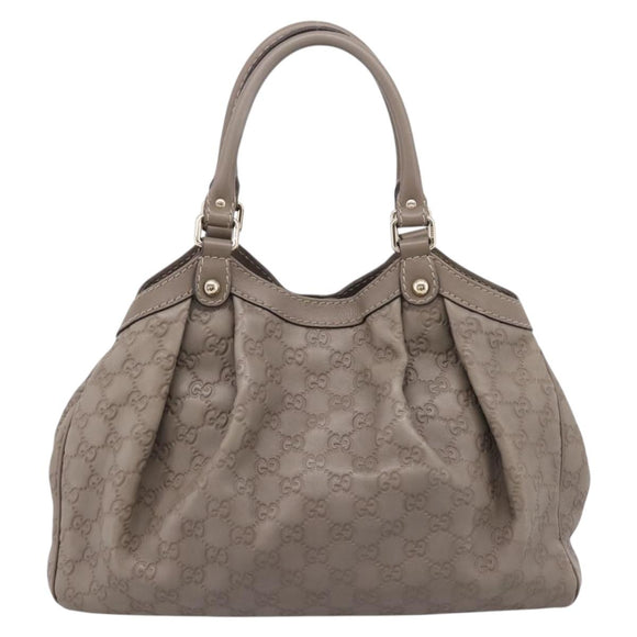 GUCCI GG Canvas Guccissima Tote Bag Leather Gray Gold 211944 Auth 205229V