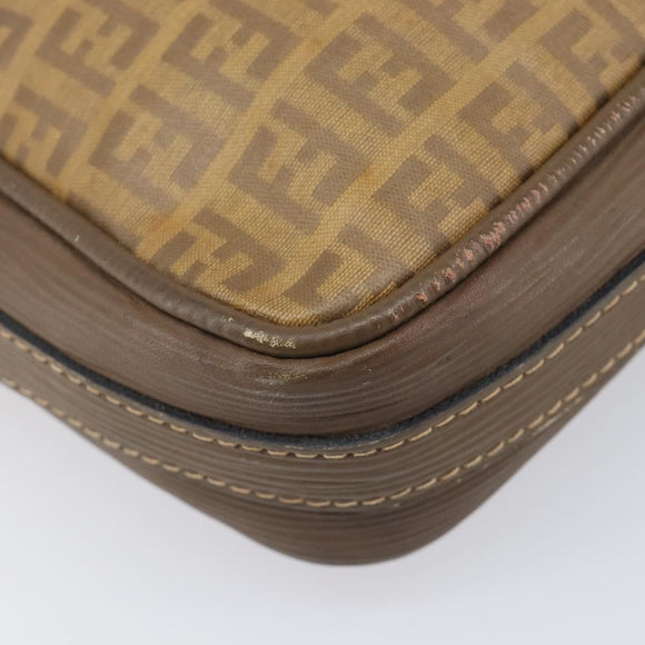FENDI Zucchino Canvas Shoulder Bag PVC Beige Auth 205232