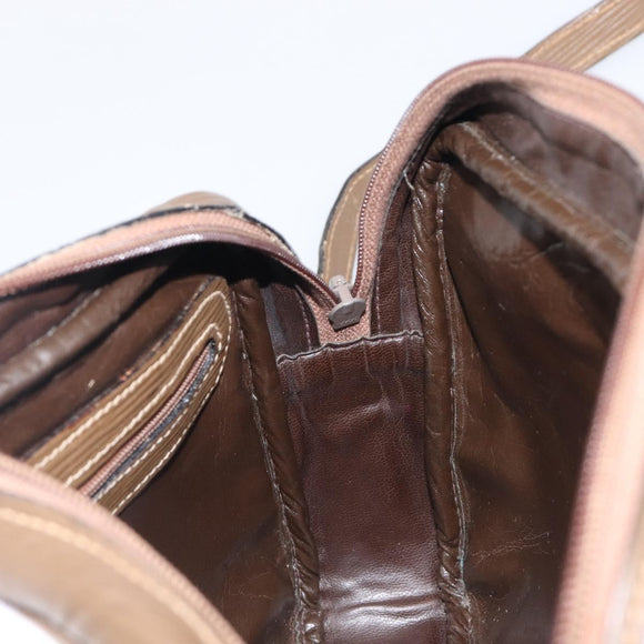 FENDI Zucchino Canvas Shoulder Bag PVC Beige Auth 205232