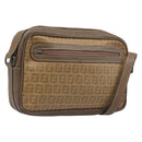 FENDI Zucchino Canvas Shoulder Bag PVC Beige Auth 205232-1