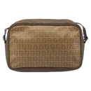 FENDI Zucchino Canvas Shoulder Bag PVC Beige Auth 205232-2