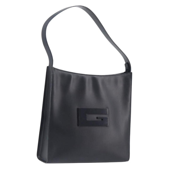 GUCCI Shoulder Bag Patent leather Black Silver Auth 205233
