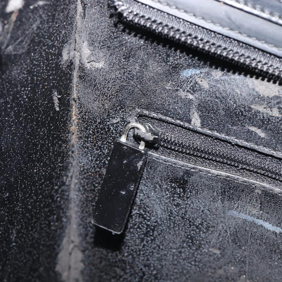GUCCI Shoulder Bag Patent leather Black Silver Auth 205233