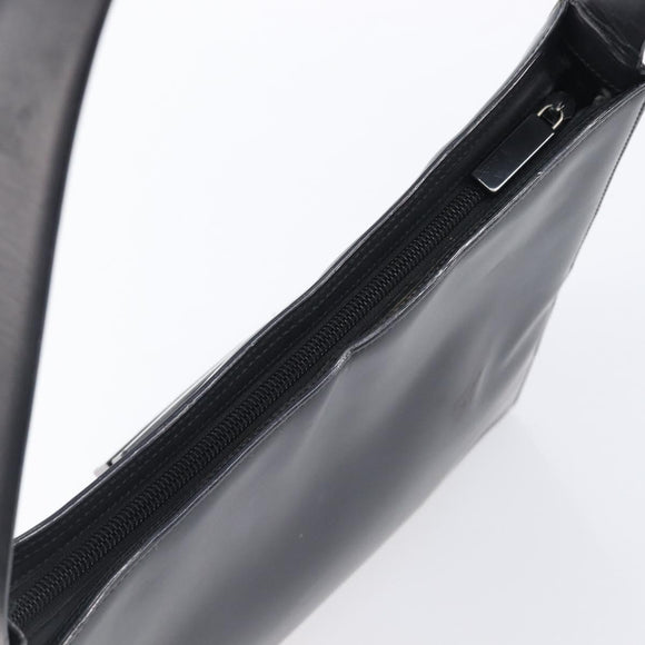 GUCCI Shoulder Bag Patent leather Black Silver Auth 205233