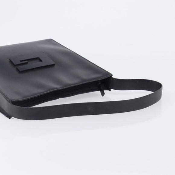 GUCCI Shoulder Bag Patent leather Black Silver Auth 205233