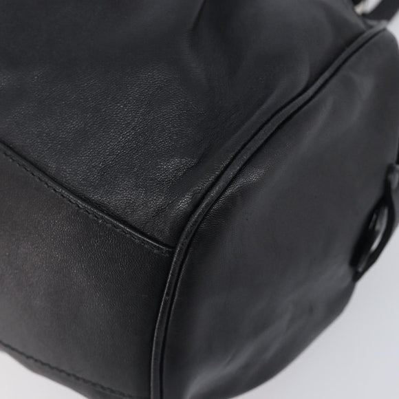 Salvatore Ferragamo Gancini Hand Bag Leather Black Silver Auth 205234V