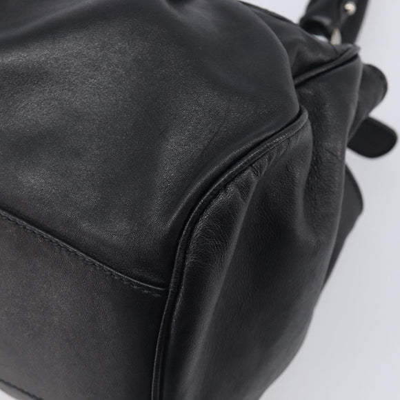 Salvatore Ferragamo Gancini Hand Bag Leather Black Silver Auth 205234V
