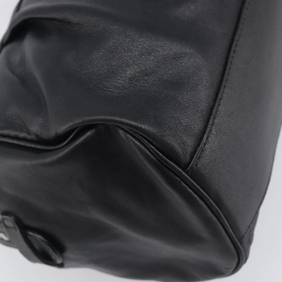 Salvatore Ferragamo Gancini Hand Bag Leather Black Silver Auth 205234V
