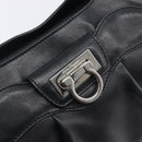 Salvatore Ferragamo Gancini Hand Bag Leather Black Silver Auth 205234V-17