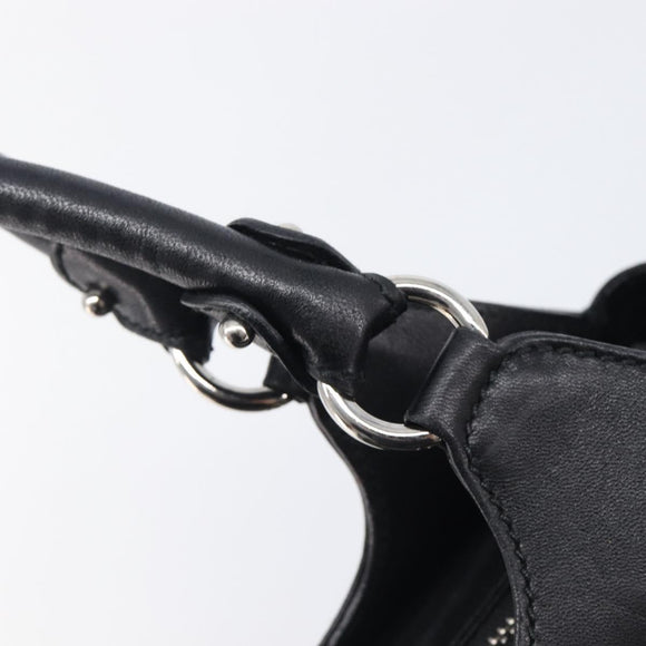 Salvatore Ferragamo Gancini Hand Bag Leather Black Silver Auth 205234V