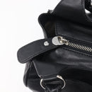 Salvatore Ferragamo Gancini Hand Bag Leather Black Silver Auth 205234V-18