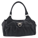 Salvatore Ferragamo Gancini Hand Bag Leather Black Silver Auth 205234V-13