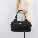 Salvatore Ferragamo Gancini Hand Bag Leather Black Silver Auth 205234V-25