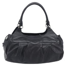 Salvatore Ferragamo Gancini Hand Bag Leather Black Silver Auth 205234V-2