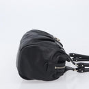Salvatore Ferragamo Gancini Hand Bag Leather Black Silver Auth 205234V-3