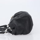 Salvatore Ferragamo Gancini Hand Bag Leather Black Silver Auth 205234V-4