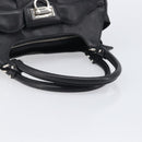 Salvatore Ferragamo Gancini Hand Bag Leather Black Silver Auth 205234V-7