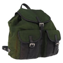 PRADA Backpack Nylon Green Silver Auth 205236-1