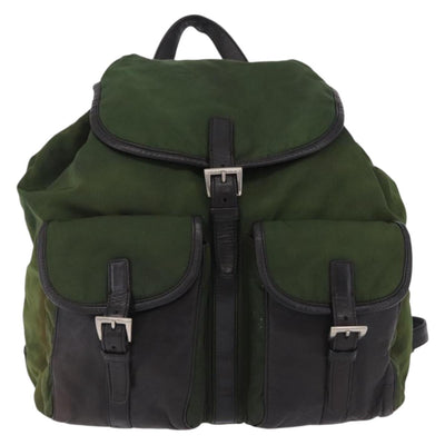PRADA Backpack Nylon Green Silver Auth 205236 - 0