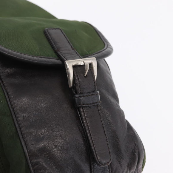 PRADA Backpack Nylon Green Silver Auth 205236