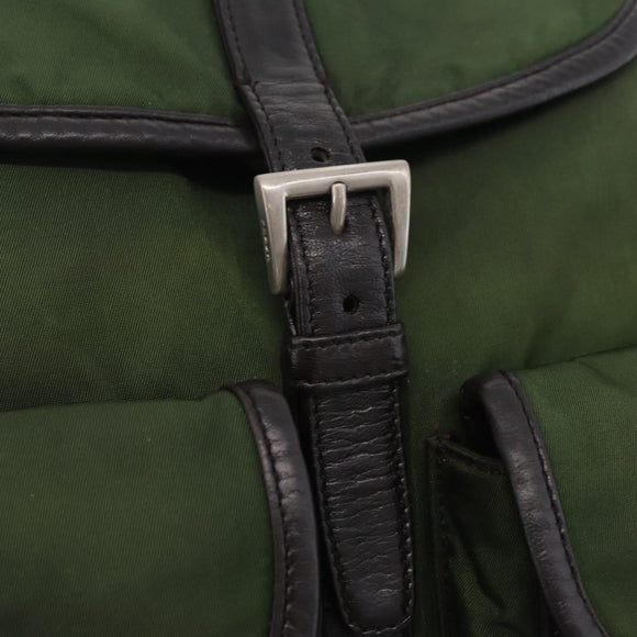 PRADA Backpack Nylon Green Silver Auth 205236