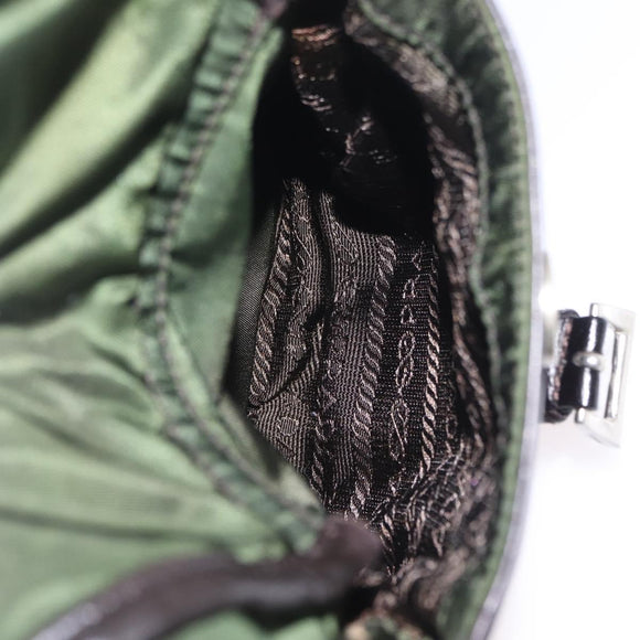 PRADA Backpack Nylon Green Silver Auth 205236