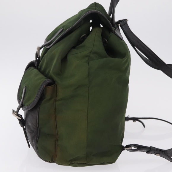 PRADA Backpack Nylon Green Silver Auth 205236