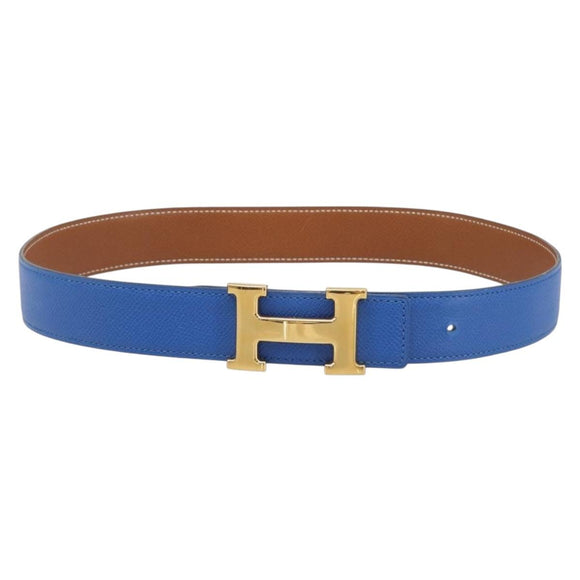 HERMES Constance H Belt Leather 70 Brown Gold Auth 205238V