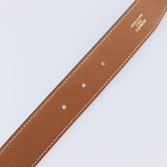 HERMES Constance H Belt Leather 70 Brown Gold Auth 205238V