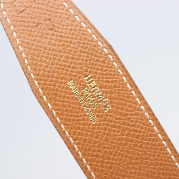 HERMES Constance H Belt Leather 70 Brown Gold Auth 205238V