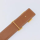 HERMES Constance H Belt Leather 70 Brown Gold Auth 205238V-7