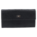 CHANEL 2.55 Matelasse Long Wallet Leather Black Silver CC Auth 205240V-13