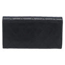 CHANEL 2.55 Matelasse Long Wallet Leather Black Silver CC Auth 205240V-2