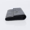 CHANEL 2.55 Matelasse Long Wallet Leather Black Silver CC Auth 205240V-3