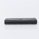 CHANEL 2.55 Matelasse Long Wallet Leather Black Silver CC Auth 205240V-5